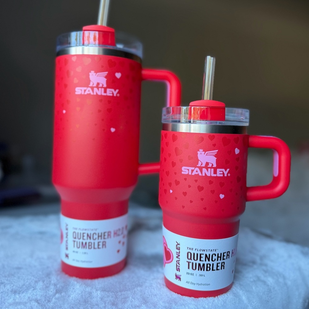 Stanley Ruby Hearts 40oz + 20oz Quencher Tumbler Valentines Day Red Hearts